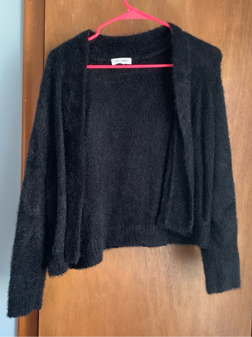 Calvin Klein Black Fuzzy Open-Front Women's Cardigan